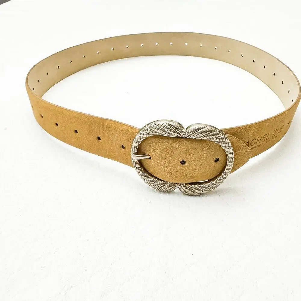 Rachel Zoe Cream Suede Leather Belt Silver Buckle Size M NWT